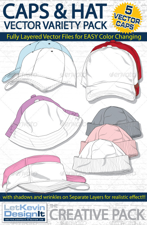 Cap Mock-Ups - Variety Pack - Objects Vectors