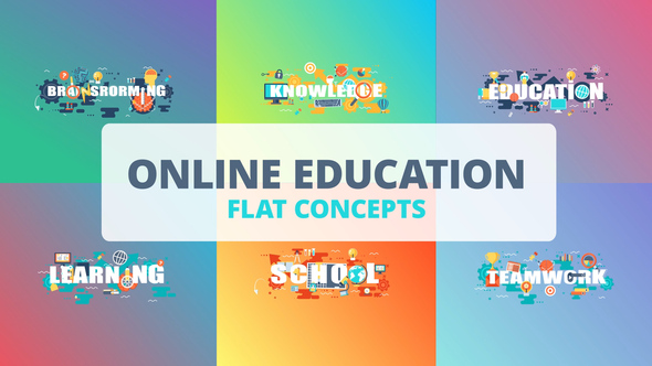 Online Education - Typography Flat Concept Video Displays template preview