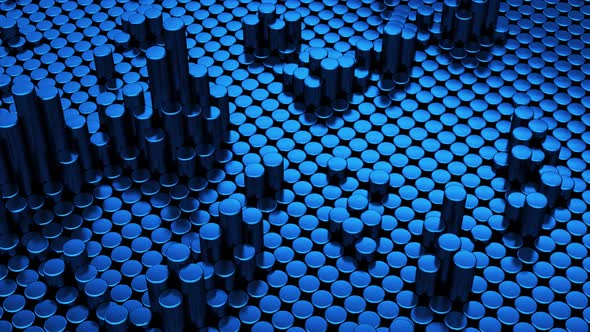 Abstract blue metallic chrome background with cylinders alt