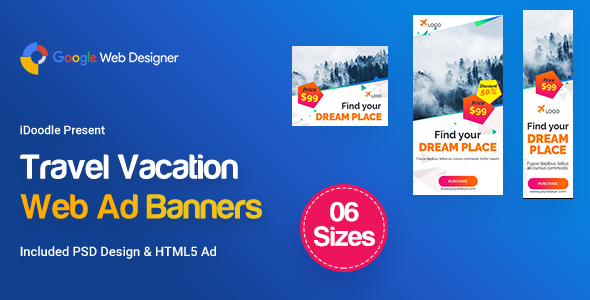 Travel Agency Banners Ad D85 - GWD & PSD
