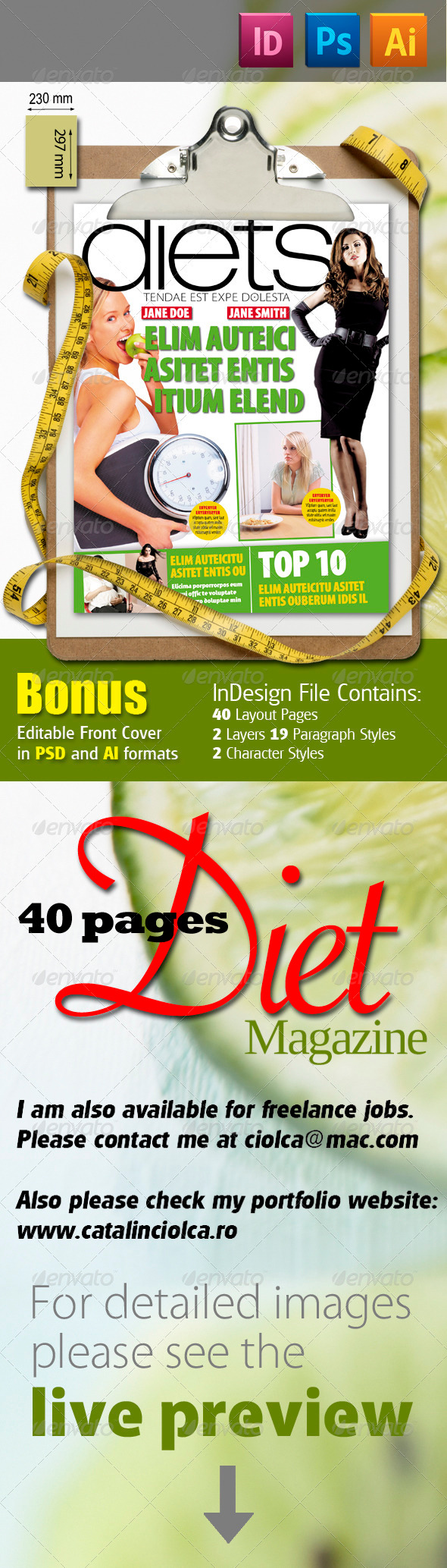 40 Pages Diets Magazine - Magazines Print Templates