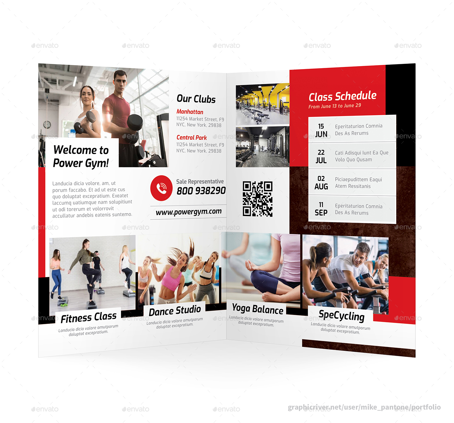 Fitness Gym Bifold / Halffold Brochure 7, Print Templates | GraphicRiver