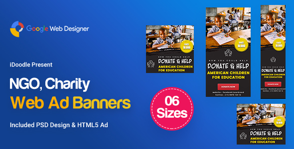 C35 - NGO, Charity Banners HTML5 Ad - GWD & PSD