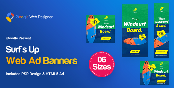 C38 - Surf's Up HTML5 Banners Ad - GWD & PSD