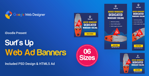 C40 - Surf's Up HTML5 Banners Ad - GWD & PSD