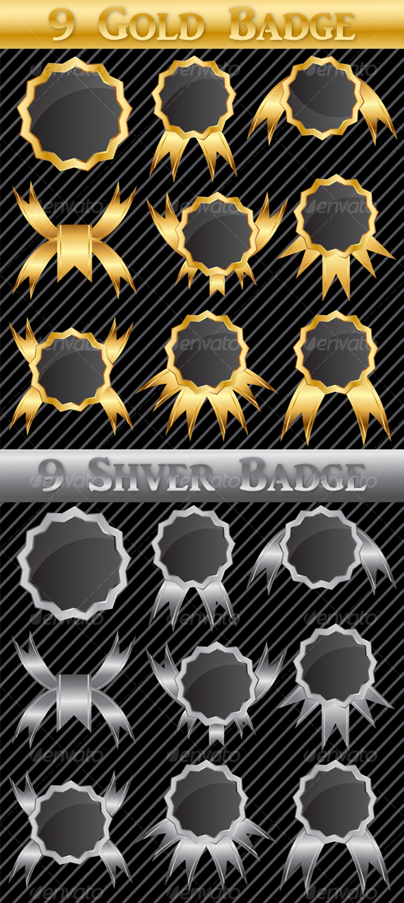 Gold and silver badge - Decorative Symbols Decorative