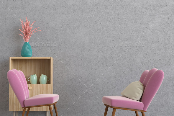 Minimalistic lounge room 3d rendering - Stock Photo - Images