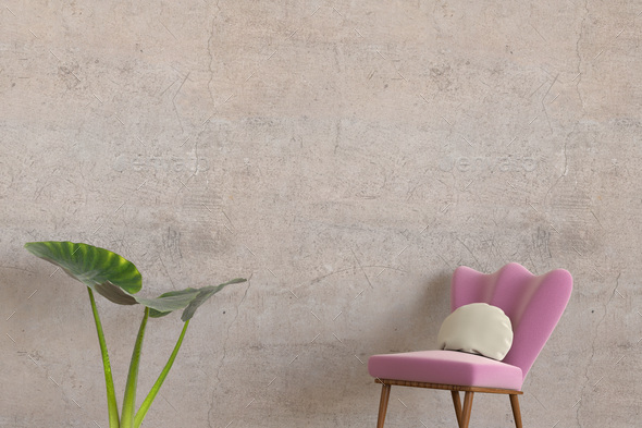 Minimalistic lounge room 3d rendering - Stock Photo - Images