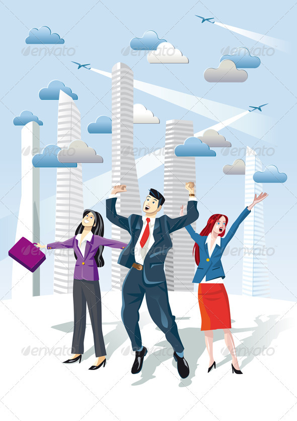 Successful Executives Jumping - Concepts Business