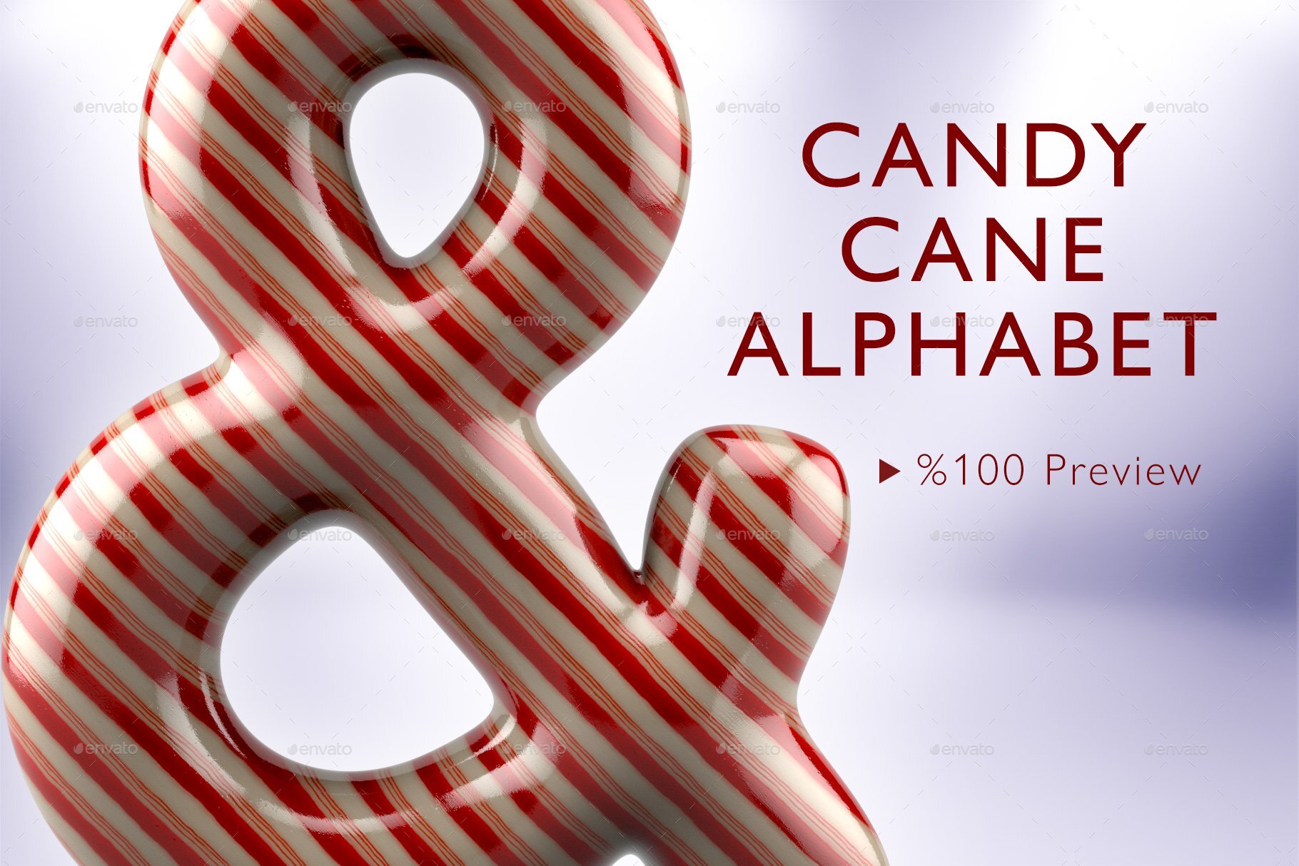 Candy Cane Alphabet 3D Render Set By Grasycho GraphicRiver