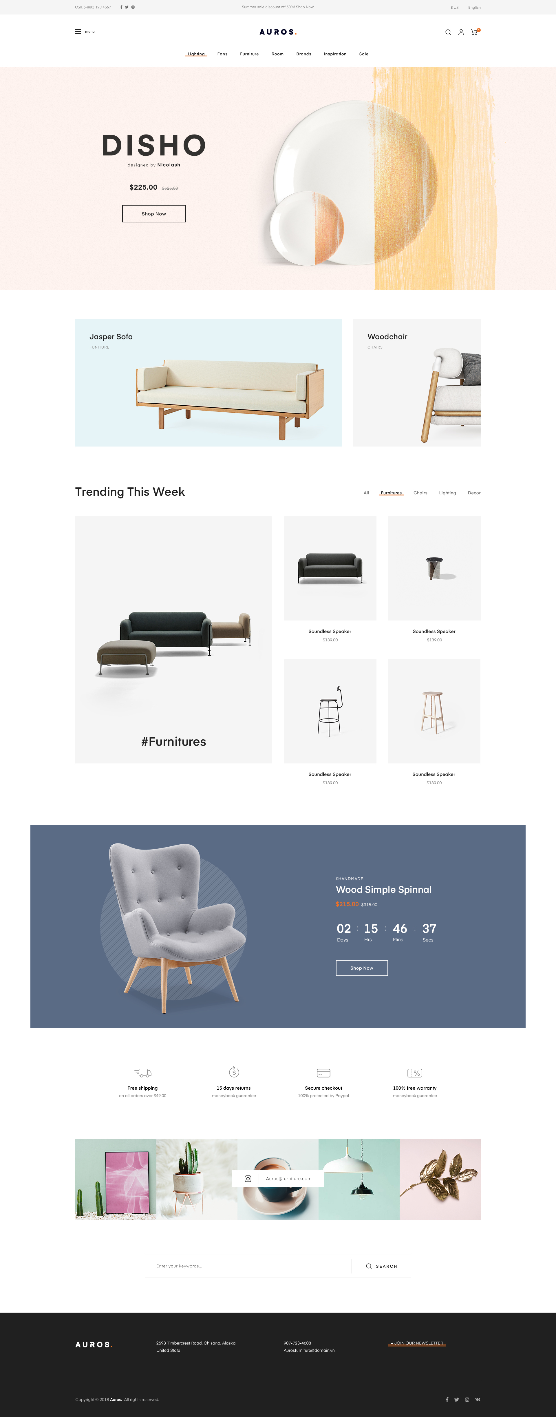 Auros Furniture Elementor Woocommerce Theme