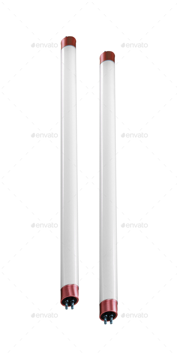 fluorescent tube compact lamps isolated on white background