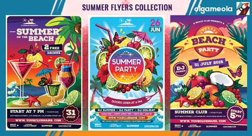 Summer & Beach Cocktail Party Flyers Templates