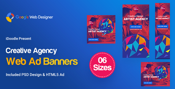 C50 - Creative, Startup Agency Banners HTML5 Ad - GWD & PSD