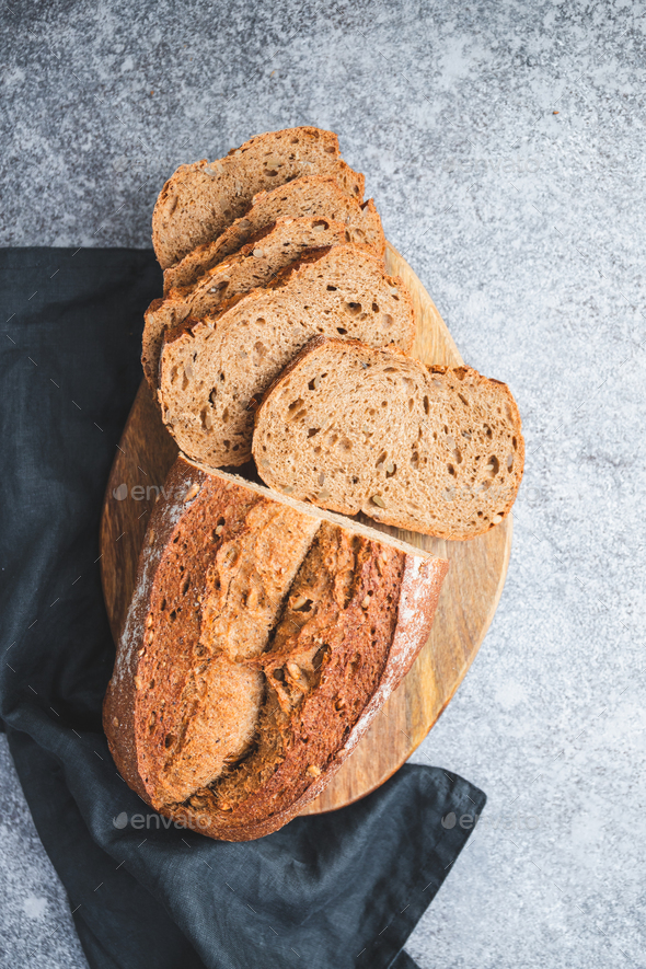 Rye bread with sunflower seeds  - Stock Photo - Images