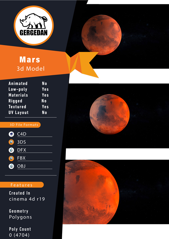 Realistic 8k Mars - 3Docean 23899706