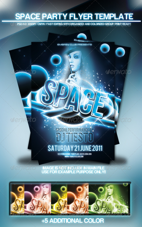 Space Party Flyer Template - Clubs & Parties Events