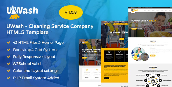 Uwash - Cleaning - ThemeForest 20304333