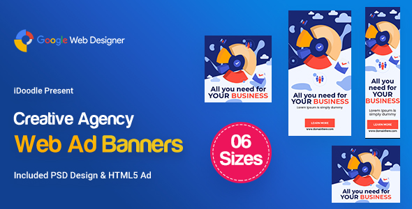 C60 - Creative, Startup Agency Banners HTML5 Ad - GWD & PSD