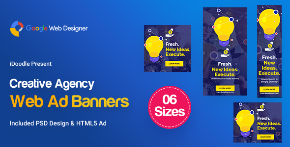C61 - Creative, Startup Agency Banners HTML5 Ad - GWD & PSD