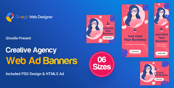 C62 - Creative, Startup Agency Banners HTML5 Ad - GWD & PSD