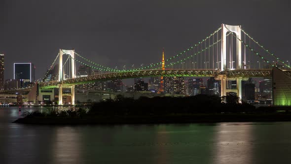 Rainbow Bridge Tokyo Night Cityscape Background By Yanmednis