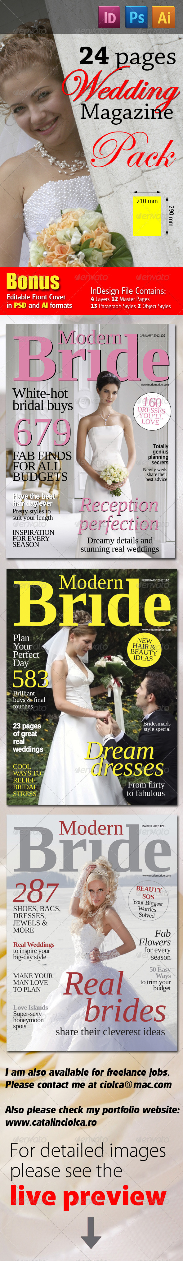 68 Pages Wedding Magazine Pack - Magazines Print Templates
