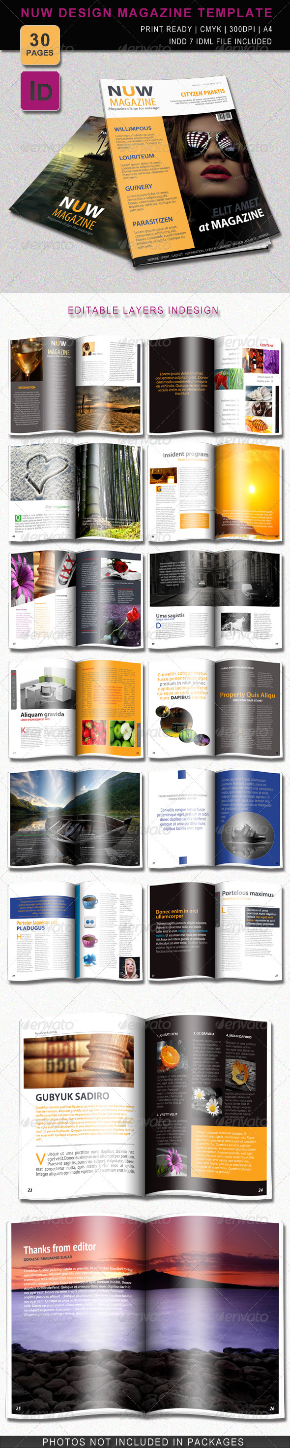Nuw Design Magazine Template - Magazines Print Templates