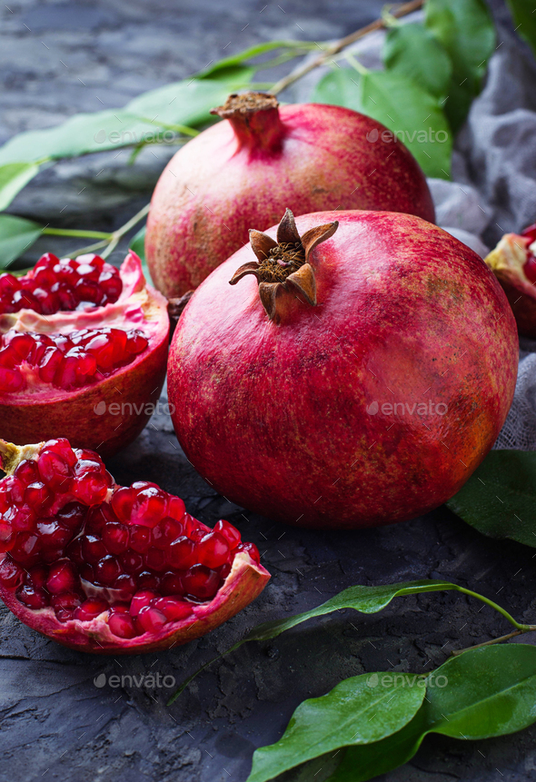Ripe dissected pomegranates - Stock Photo - Images