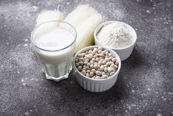 Gluten free soybean flour, noodle and non-dairy milk