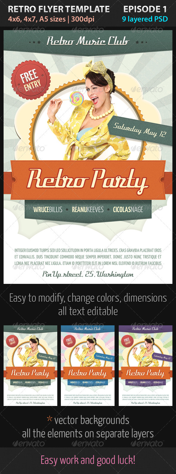 Retro Flyer Template Episode 1 - Clubs & Parties Events