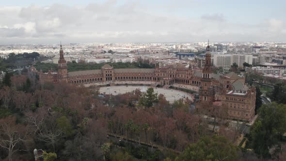 Seville - Plaza de España, Spain Square, semi-circular brick building Renaissance style