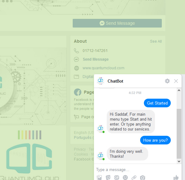Download ChatBot for FaceBook Messenger by quantumcloud | CodeCanyon