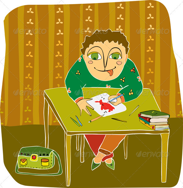 Boy Drawing Table Room