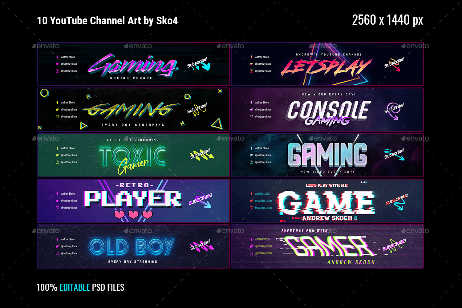 Gaming Youtube Channel Art By Sko4 Graphicriver