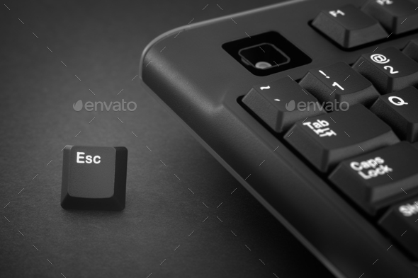 Escape key escapes from a black computer keyboard