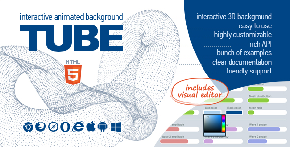 TUBE - Interactive Animated 3D Background by fresh-look | CodeCanyon