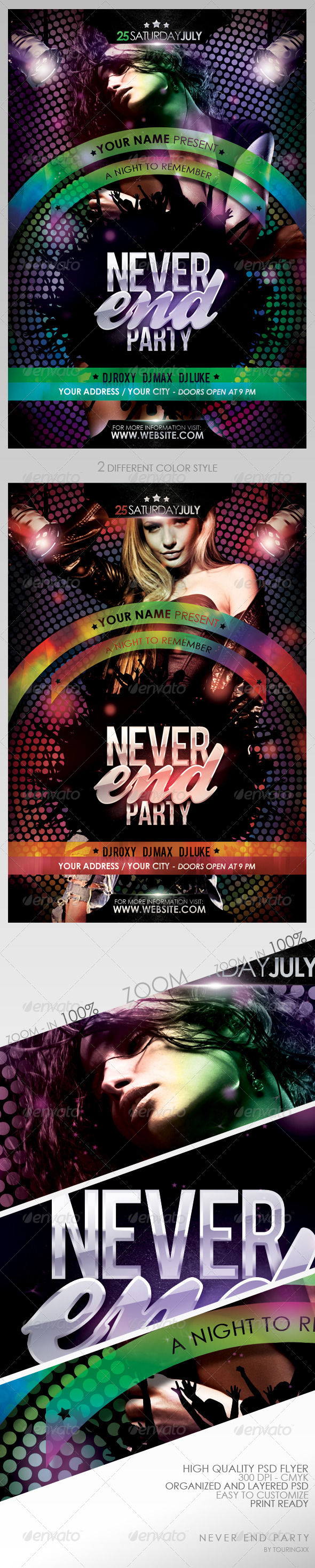 Never End Party Flyer Template - Clubs & Parties Events