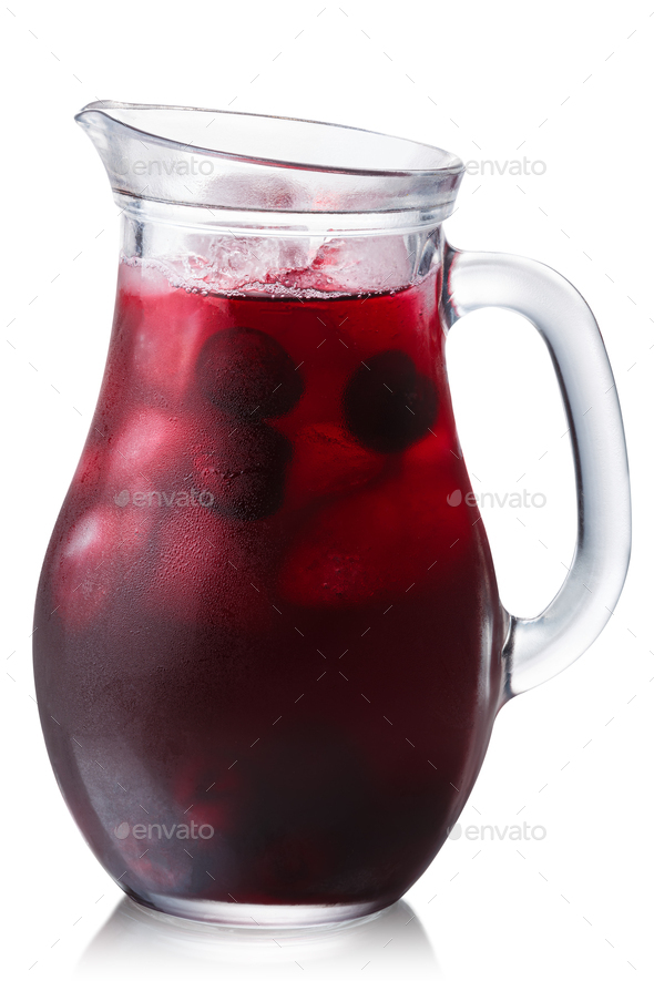 Iced cherry drink jug, paths - Stock Photo - Images