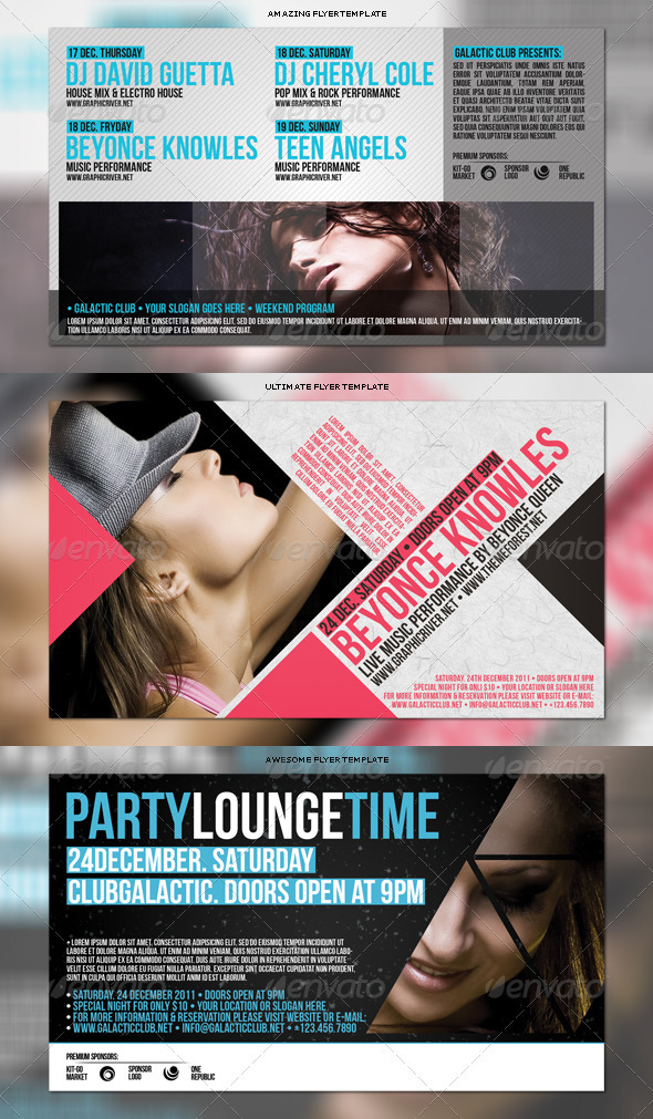 Party Flyers Bundle 3in1 #7 - Flyers Print Templates