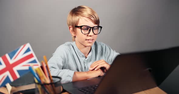 Boy on Online English Lesson