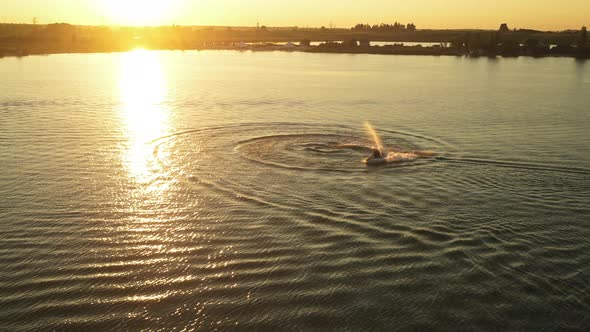 People on a Water Scooter are Circling on the Water alt