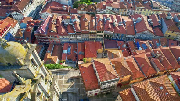 Aerial View of Porto Old Red Roofs Portugal