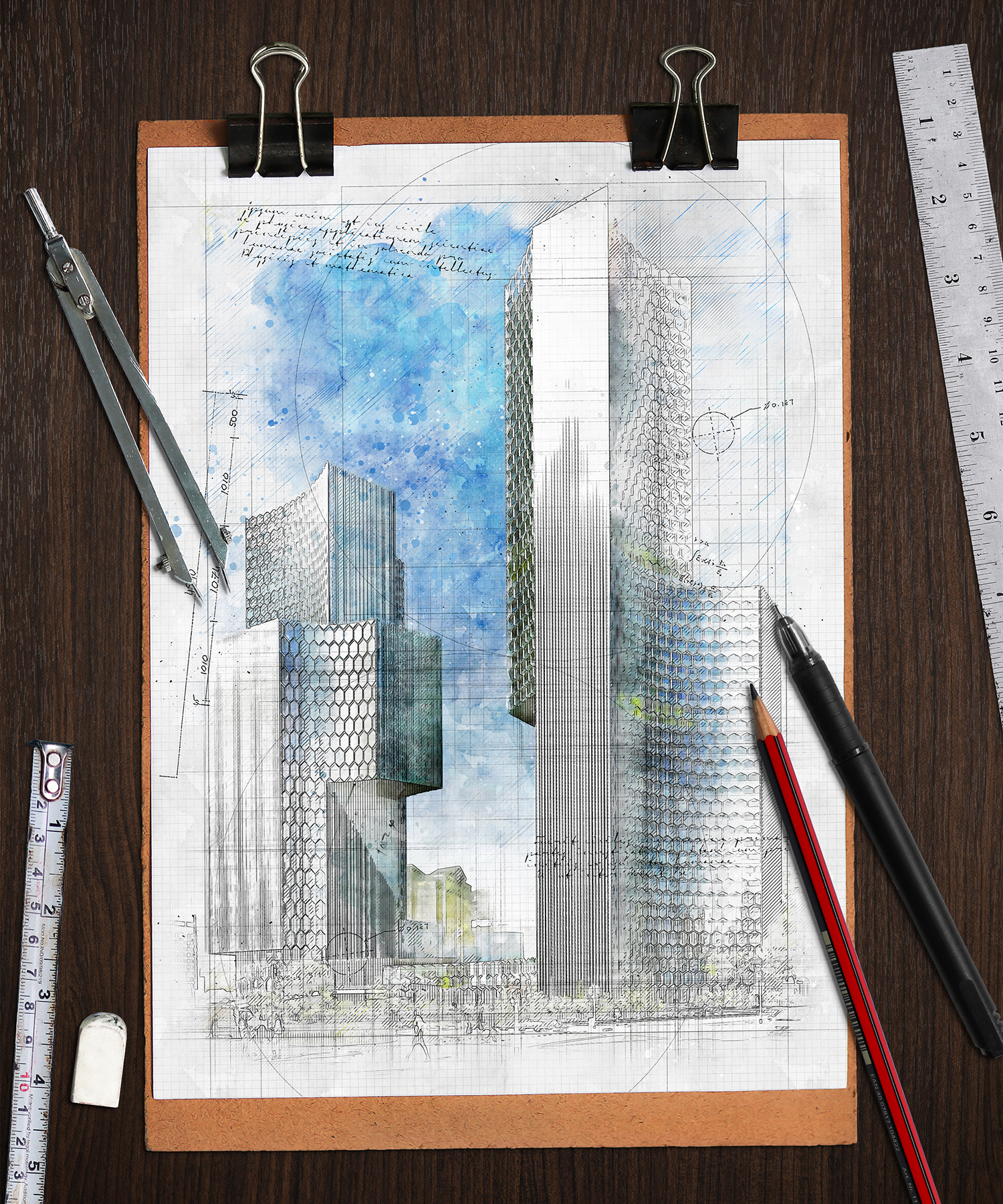 architecture sketch and blueprint photoshop action free download