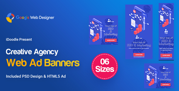 C63 - Creative, Startup Agency Banners HTML5 Ad - GWD & PSD