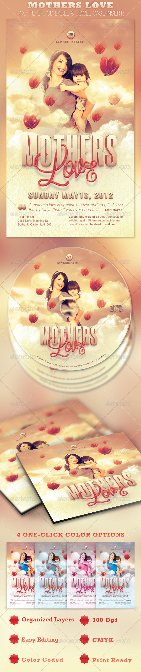 Mothers Love Flyer and CD Template - Church Flyers