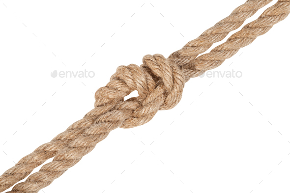 another side of surgeon's knot joining two ropes Stock Photo by vvoennyy
