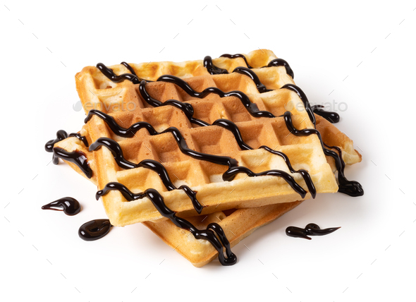 Viennese Waffles With Chocolate Syrup Stock Photo By Gresei Photodune