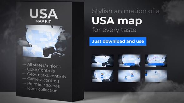 USA Map:United States - VideoHive 23986214