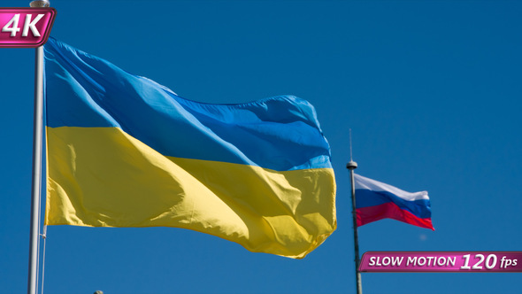 Flags Of Ukraine And Russia alt